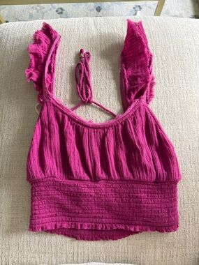 Free People Ruffled Smocked Crop Top